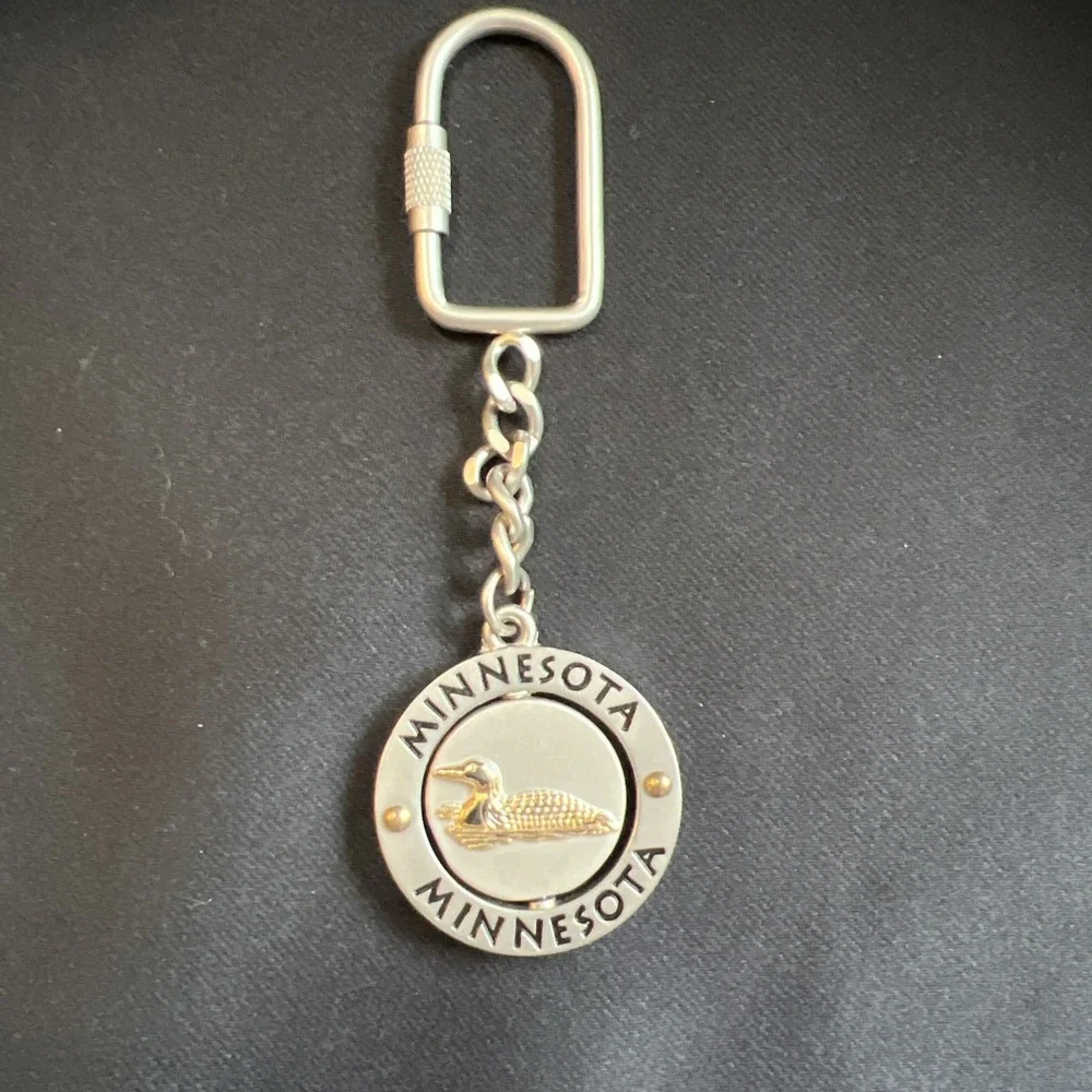 New- Minnesota Collectible Keychain Turning middle with Moose &‎ Mallard Duck